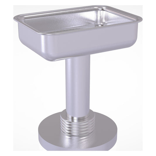 Allied Brass 956G 5" x 4" Satin Chrome Solid Brass Vanity Top Soap Dish With Grooved Accents
