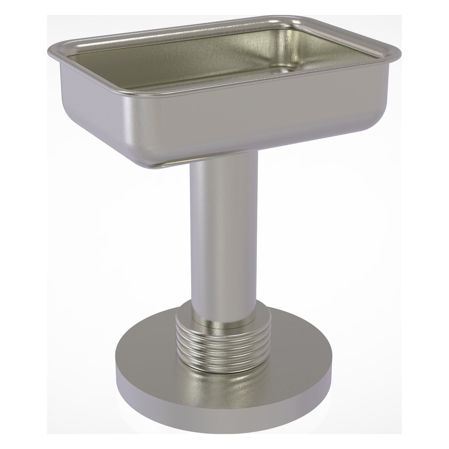 Allied Brass 956G 5" x 4" Satin Nickel Solid Brass Vanity Top Soap Dish With Grooved Accents