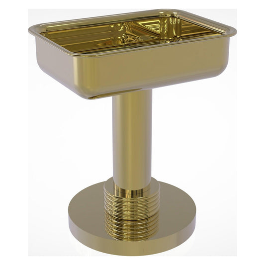Allied Brass 956G 5" x 4" Unlacquered Brass Solid Brass Vanity Top Soap Dish With Grooved Accents
