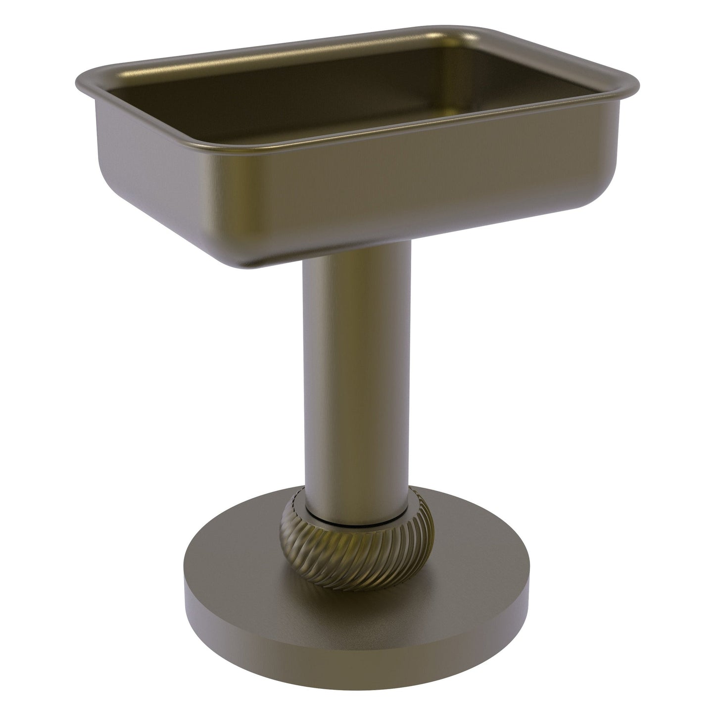 Allied Brass 956T 5" x 4" Antique Brass Solid Brass Vanity Top Soap Dish With Twisted Accents