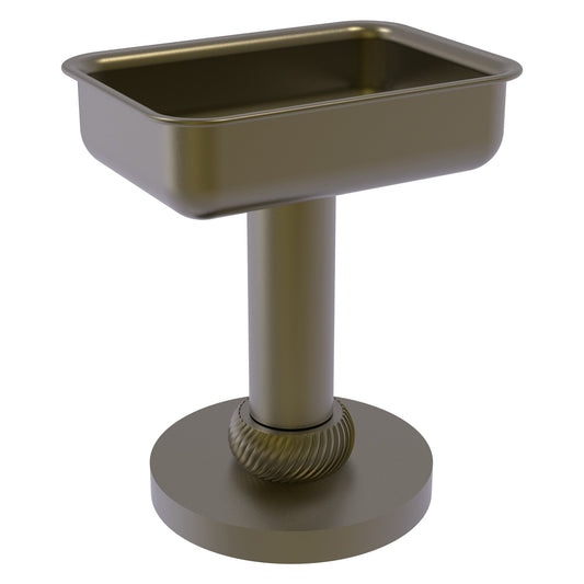 Allied Brass 956T 5" x 4" Antique Brass Solid Brass Vanity Top Soap Dish With Twisted Accents