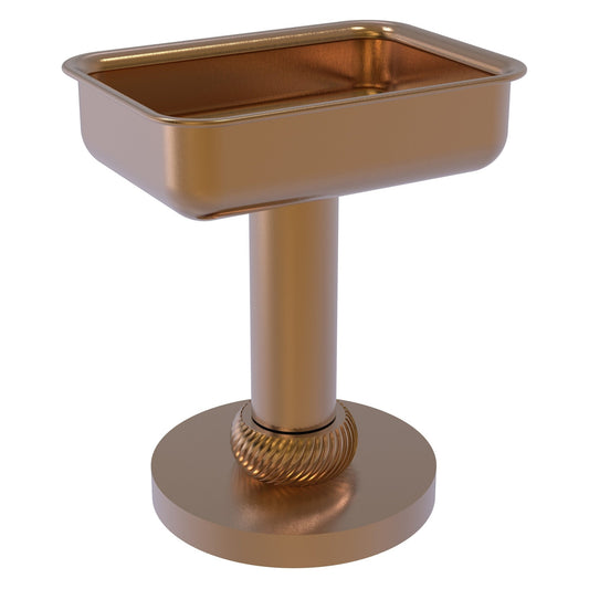 Allied Brass 956T 5" x 4" Brushed Bronze Solid Brass Vanity Top Soap Dish With Twisted Accents