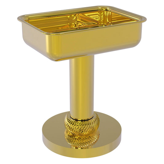 Allied Brass 956T 5" x 4" Polished Brass Solid Brass Vanity Top Soap Dish With Twisted Accents