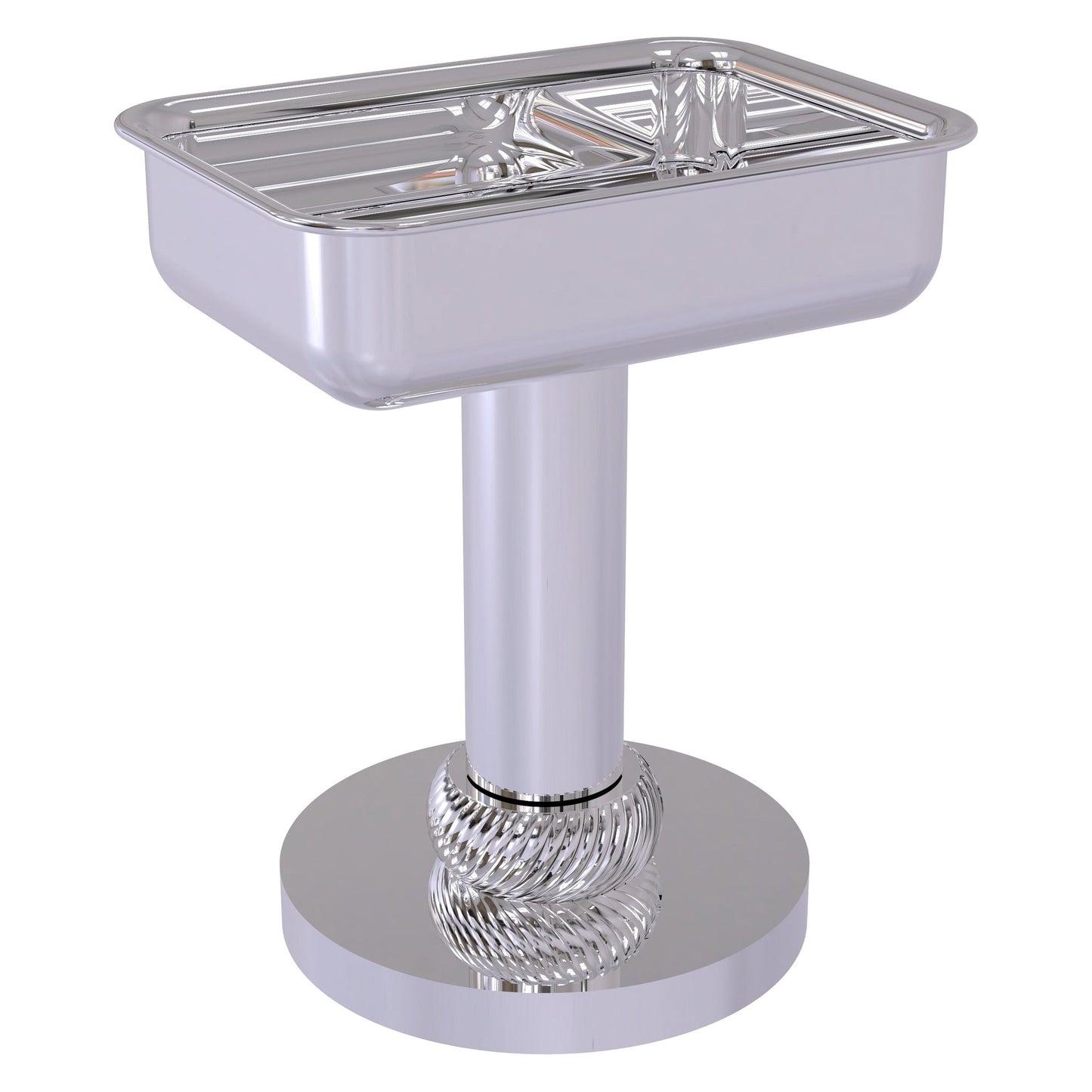 Allied Brass 956T 5" x 4" Polished Chrome Solid Brass Vanity Top Soap Dish With Twisted Accents