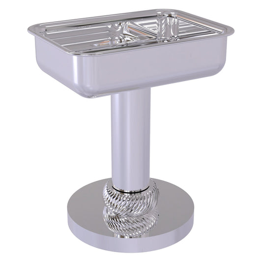 Allied Brass 956T 5" x 4" Polished Chrome Solid Brass Vanity Top Soap Dish With Twisted Accents