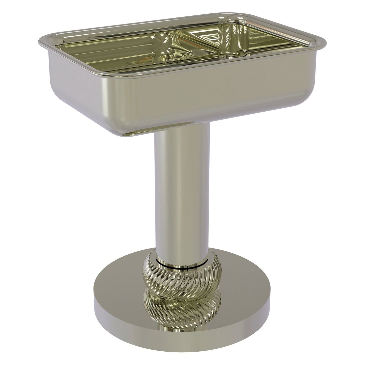 Allied Brass 956T 5" x 4" Polished Nickel Solid Brass Vanity Top Soap Dish With Twisted Accents