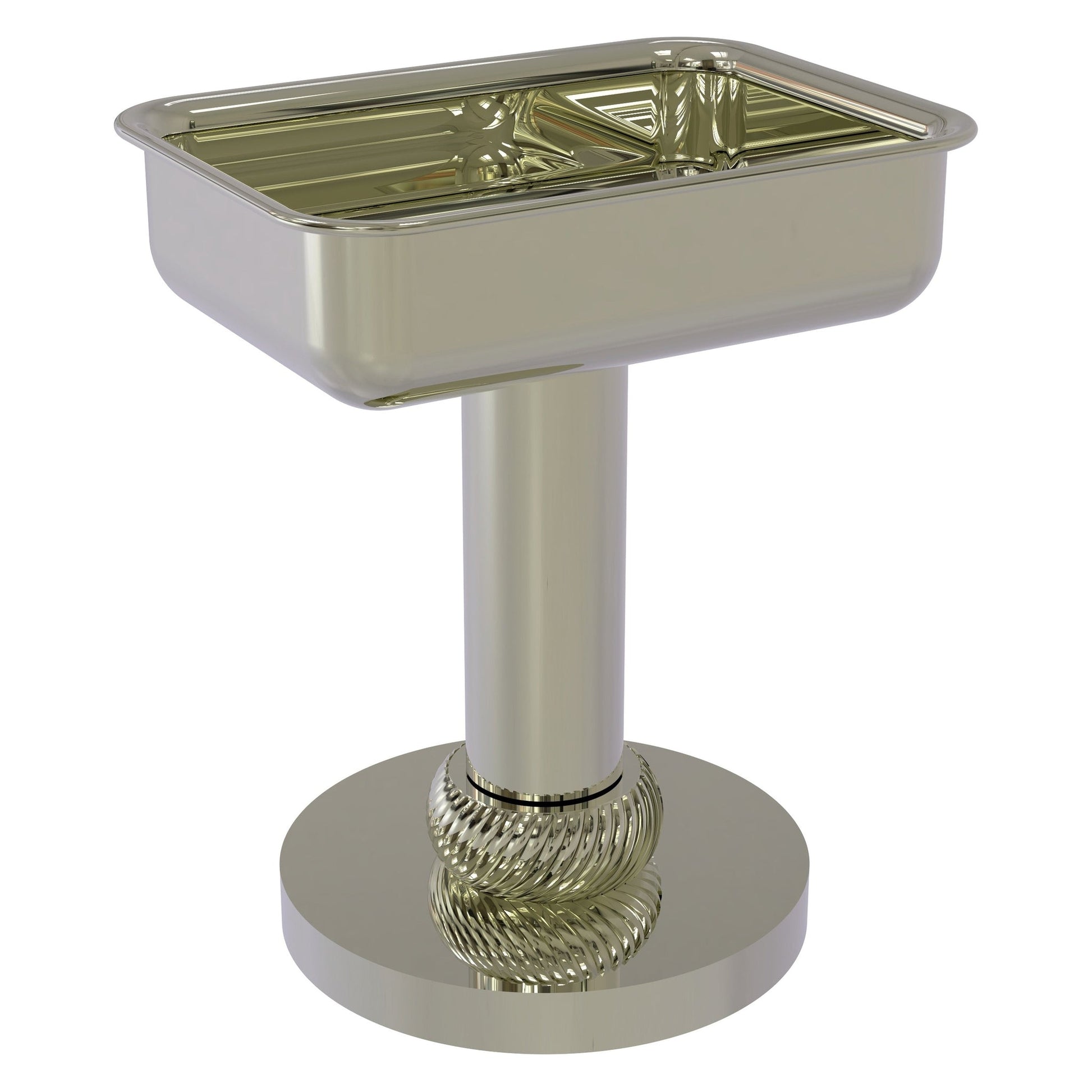 Allied Brass 956T 5" x 4" Polished Nickel Solid Brass Vanity Top Soap Dish With Twisted Accents