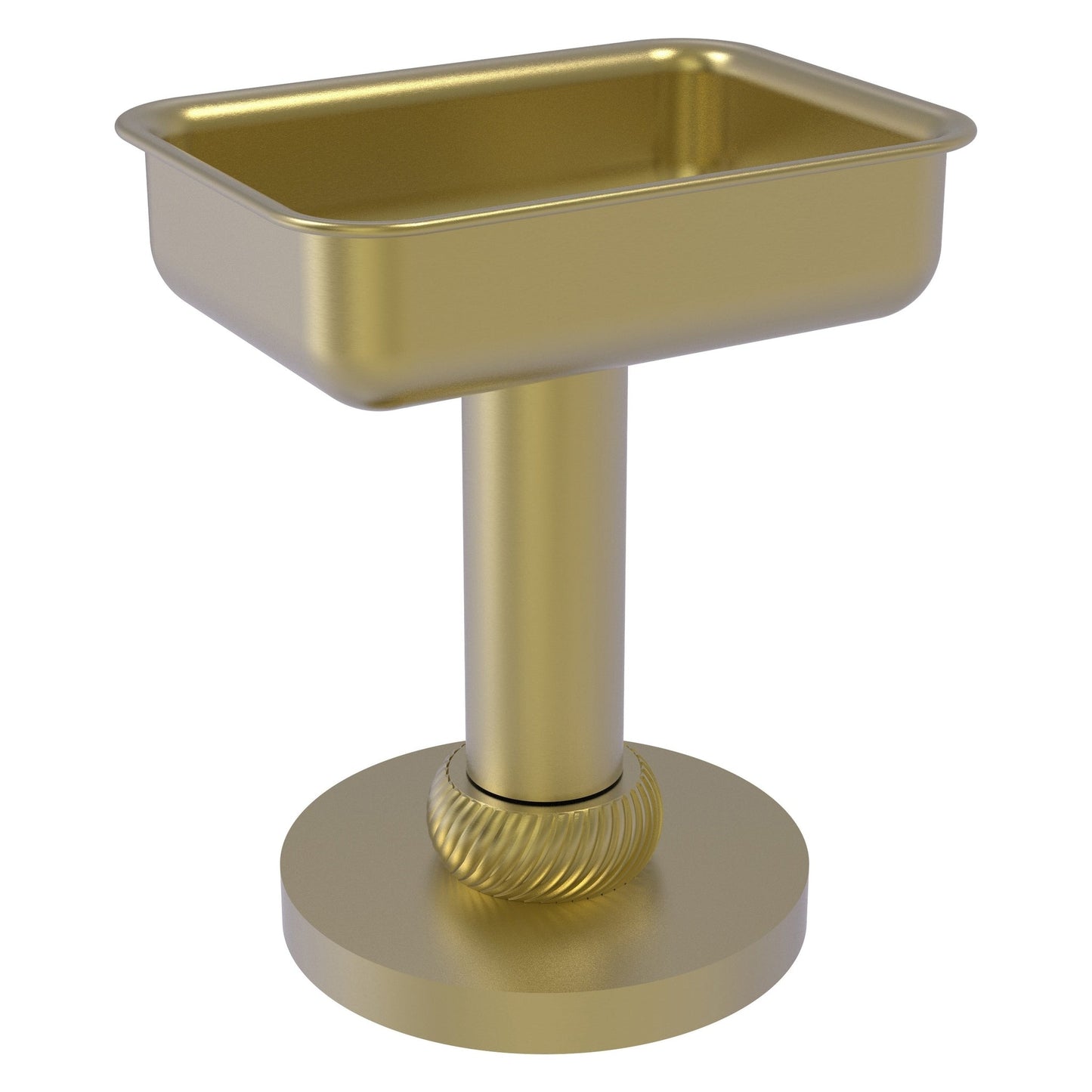 Allied Brass 956T 5" x 4" Satin Brass Solid Brass Vanity Top Soap Dish With Twisted Accents