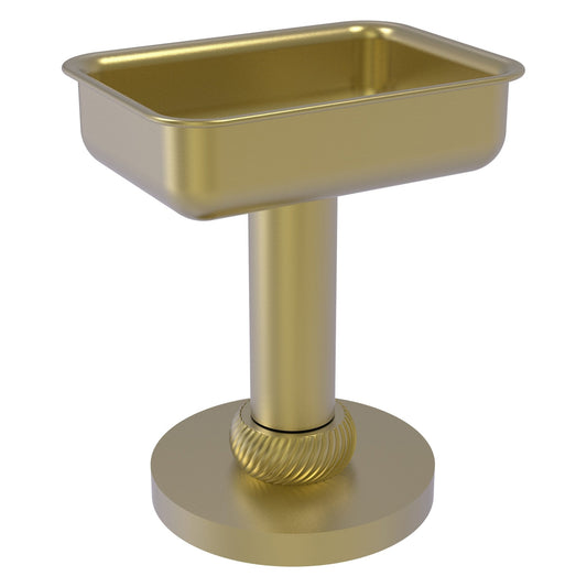 Allied Brass 956T 5" x 4" Satin Brass Solid Brass Vanity Top Soap Dish With Twisted Accents