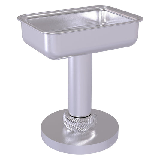 Allied Brass 956T 5" x 4" Satin Chrome Solid Brass Vanity Top Soap Dish With Twisted Accents