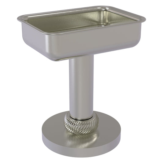Allied Brass 956T 5" x 4" Satin Nickel Solid Brass Vanity Top Soap Dish With Twisted Accents