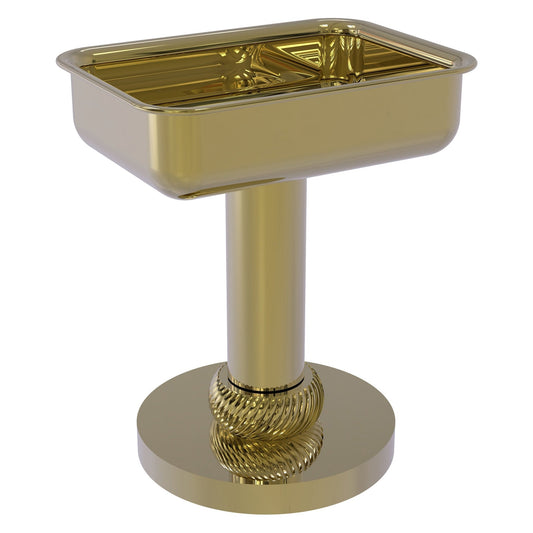 Allied Brass 956T 5" x 4" Unlacquered Brass Solid Brass Vanity Top Soap Dish With Twisted Accents