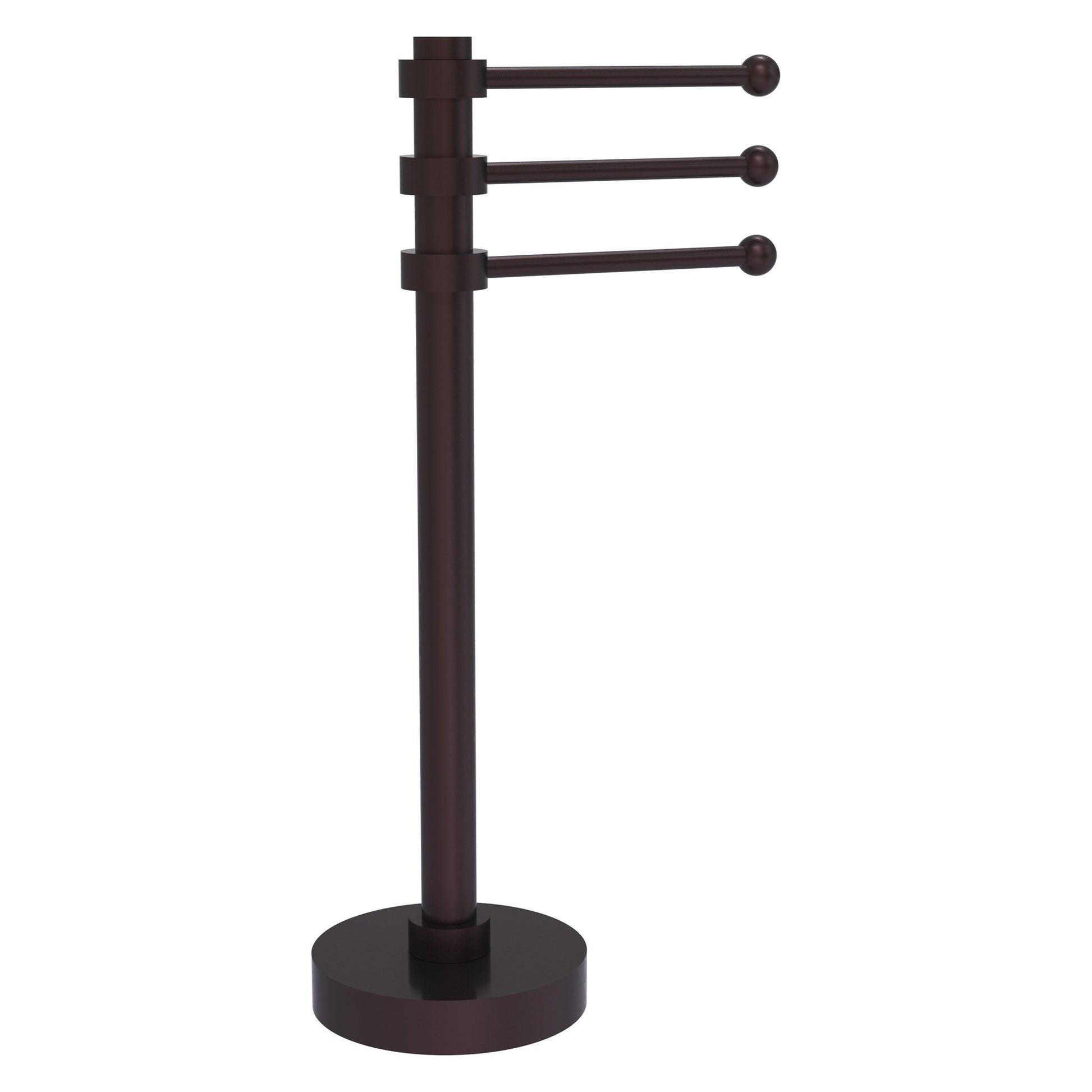 Allied Brass 973 9" x 8" Antique Bronze Solid Brass Vanity Top 3-Swing Arm Guest Towel Holder