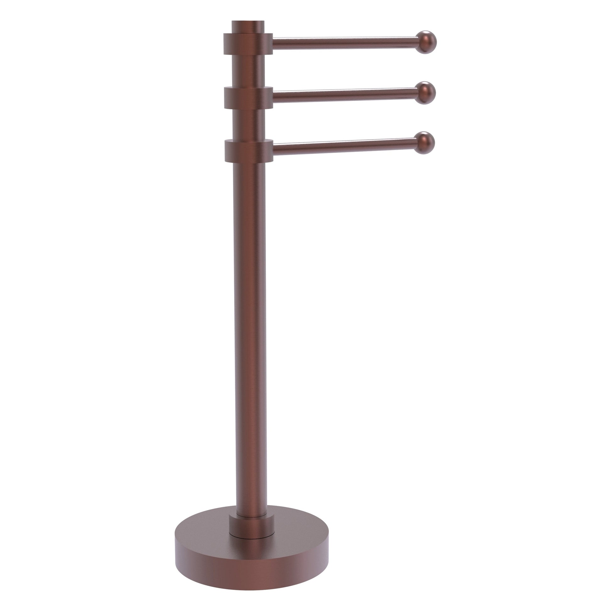 Allied Brass 973 9" x 8" Antique Copper Solid Brass Vanity Top 3-Swing Arm Guest Towel Holder