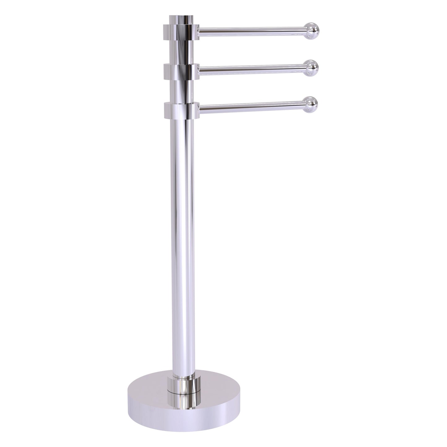 Allied Brass 973 9" x 8" Polished Chrome Solid Brass Vanity Top 3-Swing Arm Guest Towel Holder