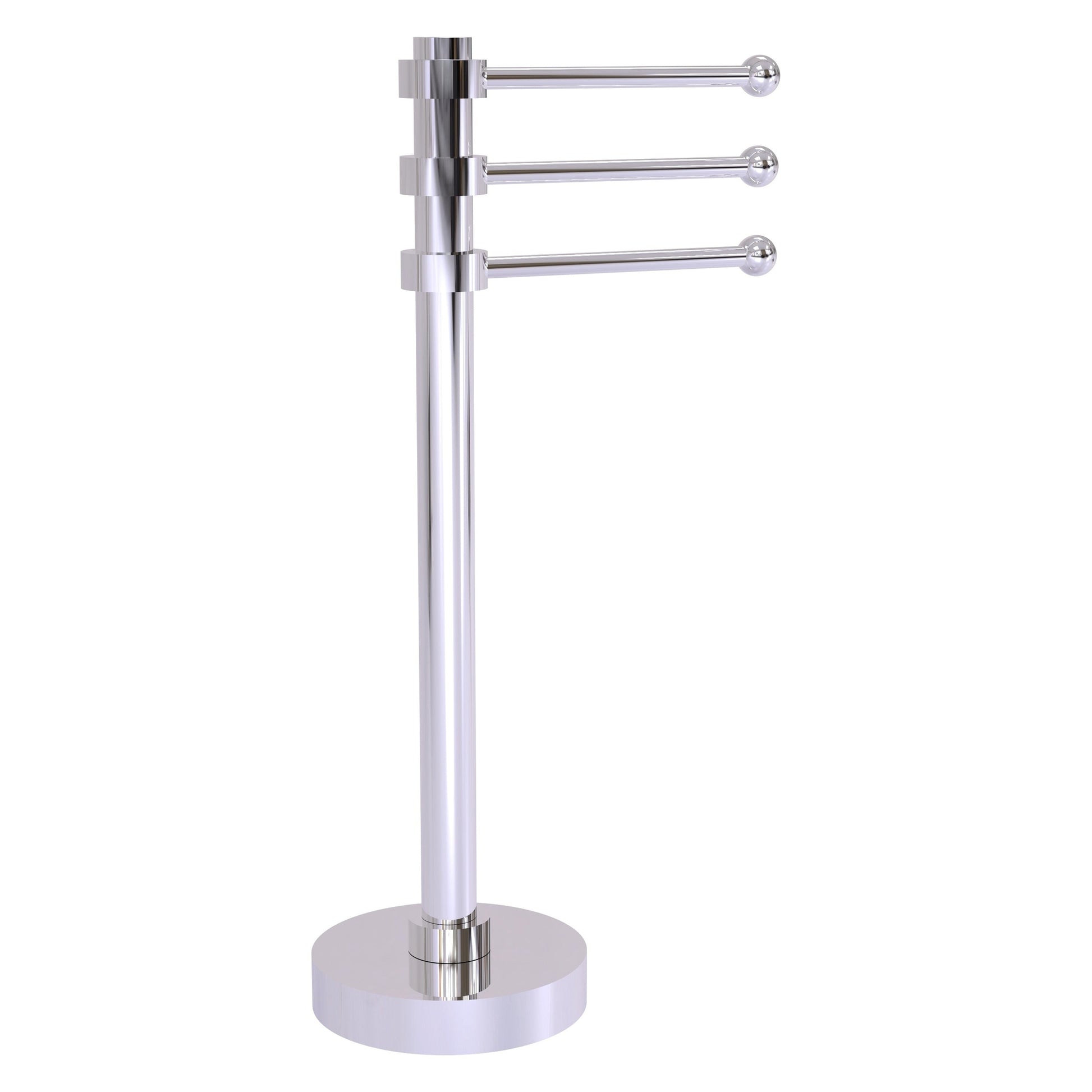 Allied Brass 973 9" x 8" Polished Chrome Solid Brass Vanity Top 3-Swing Arm Guest Towel Holder