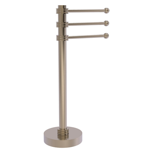 Allied Brass 973D 9" x 8" Antique Pewter Solid Brass Vanity Top 3-Swing Arm Guest Towel Holder With Dotted Accents