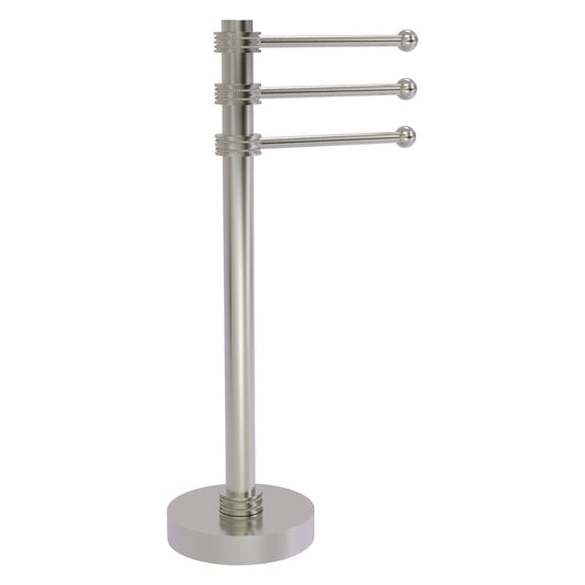 Allied Brass 973D 9" x 8" Satin Nickel Solid Brass Vanity Top 3-Swing Arm Guest Towel Holder With Dotted Accents