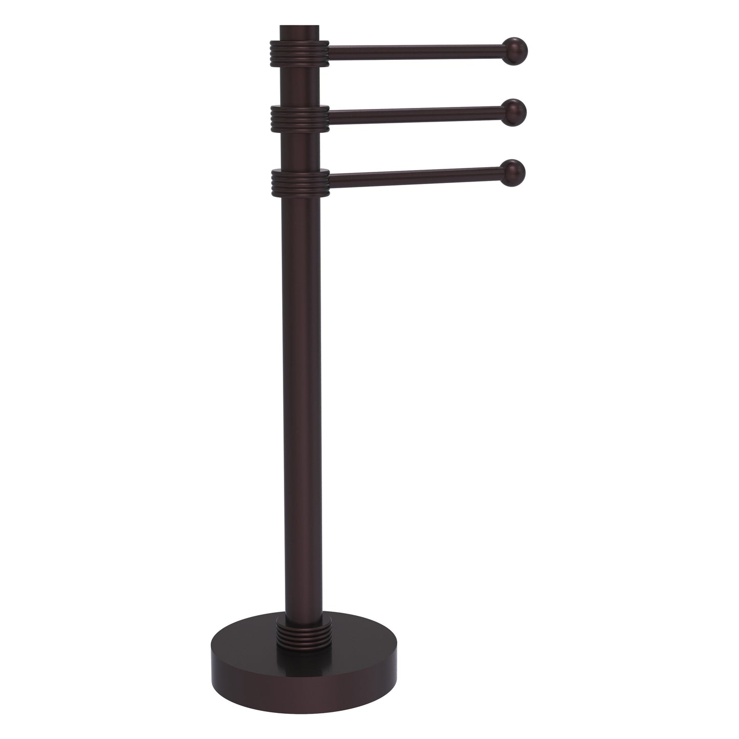 Allied Brass 973G 9" x 8" Antique Bronze Solid Brass Vanity Top 3-Swing Arm Guest Towel Holder With Grooved Accents