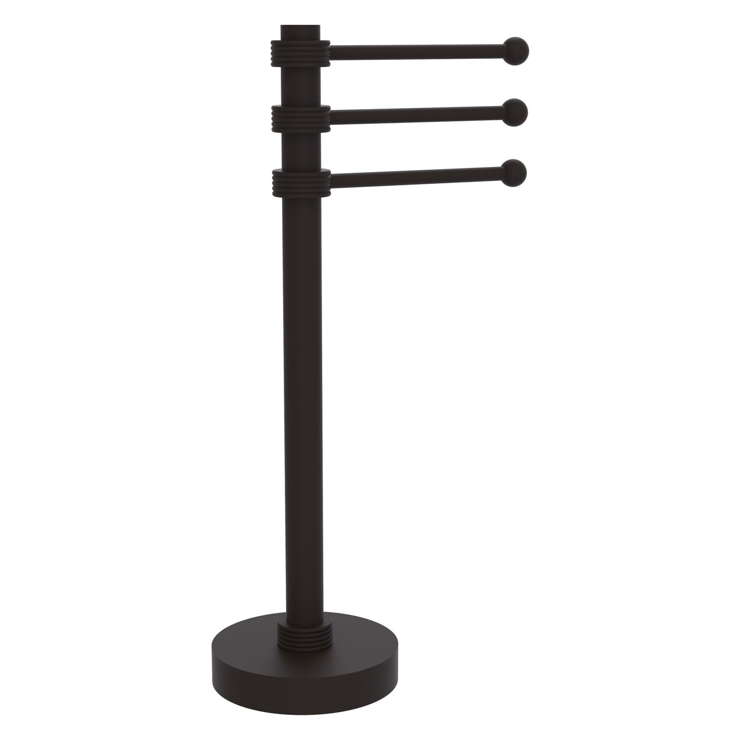 Allied Brass 973G 9" x 8" Oil Rubbed Bronze Solid Brass Vanity Top 3-Swing Arm Guest Towel Holder With Grooved Accents