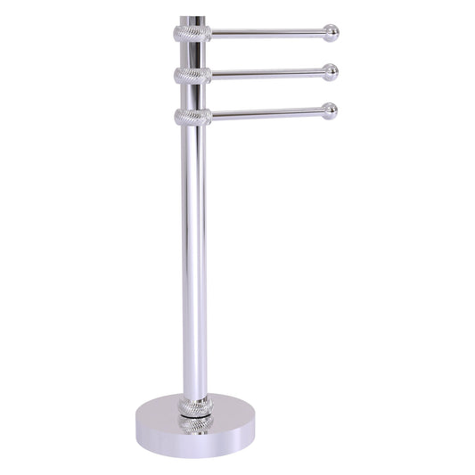 Allied Brass 973T 9" x 8" Polished Chrome Solid Brass Vanity Top 3-Swing Arm Guest Towel Holder With Twisted Accents