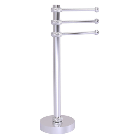 Allied Brass 973T 9" x 8" Satin Chrome Solid Brass Vanity Top 3-Swing Arm Guest Towel Holder With Twisted Accents