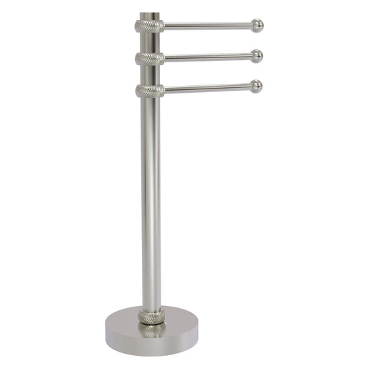 Allied Brass 973T 9" x 8" Satin Nickel Solid Brass Vanity Top 3-Swing Arm Guest Towel Holder With Twisted Accents