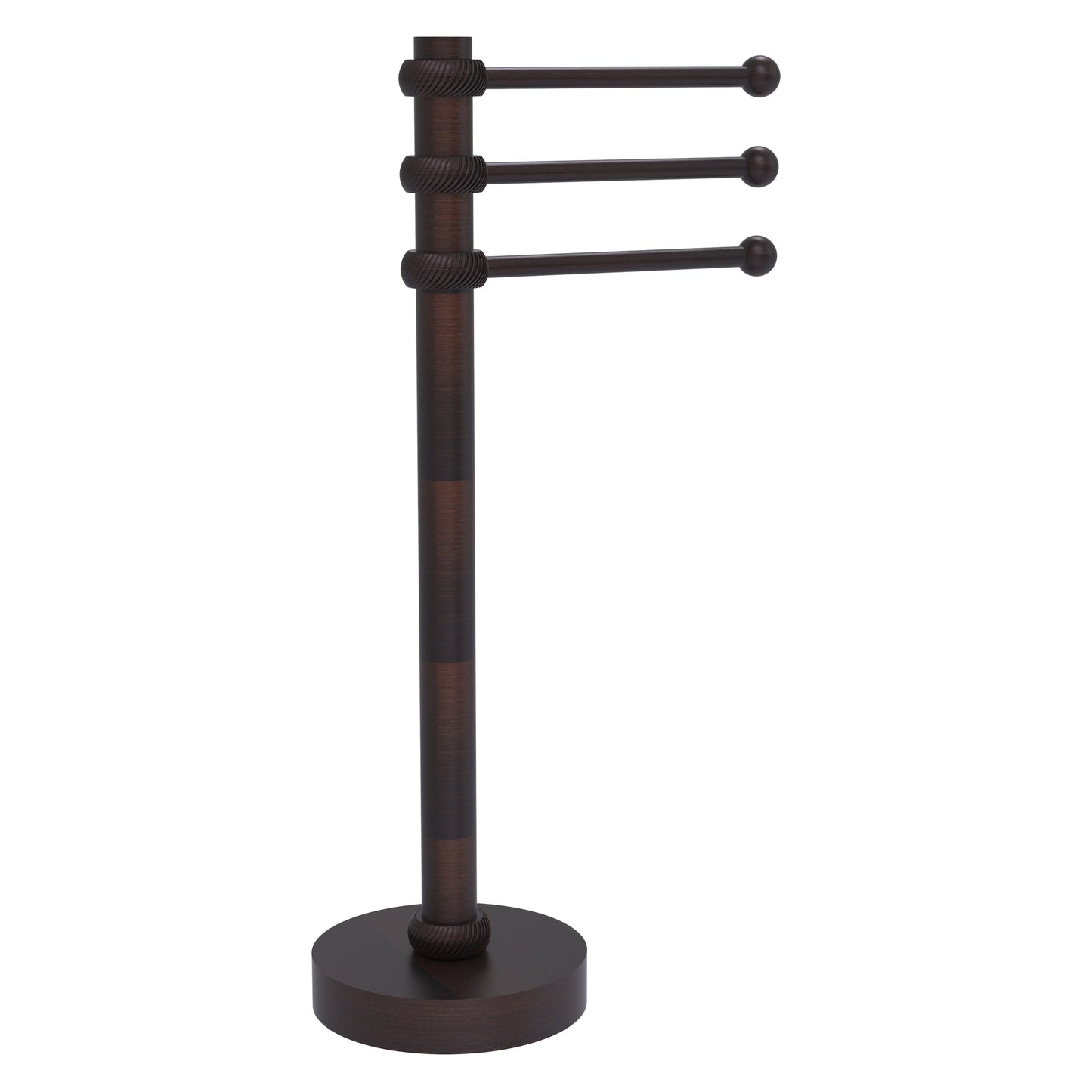 Allied Brass 973T 9" x 8" Venetian Bronze Solid Brass Vanity Top 3-Swing Arm Guest Towel Holder With Twisted Accents