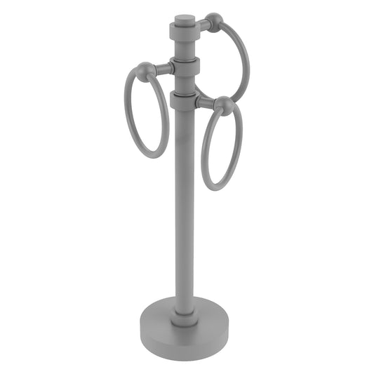 Allied Brass 983 5" x 8" Matte Gray Solid Brass Vanity Top 3-Ring Guest Towel Holder