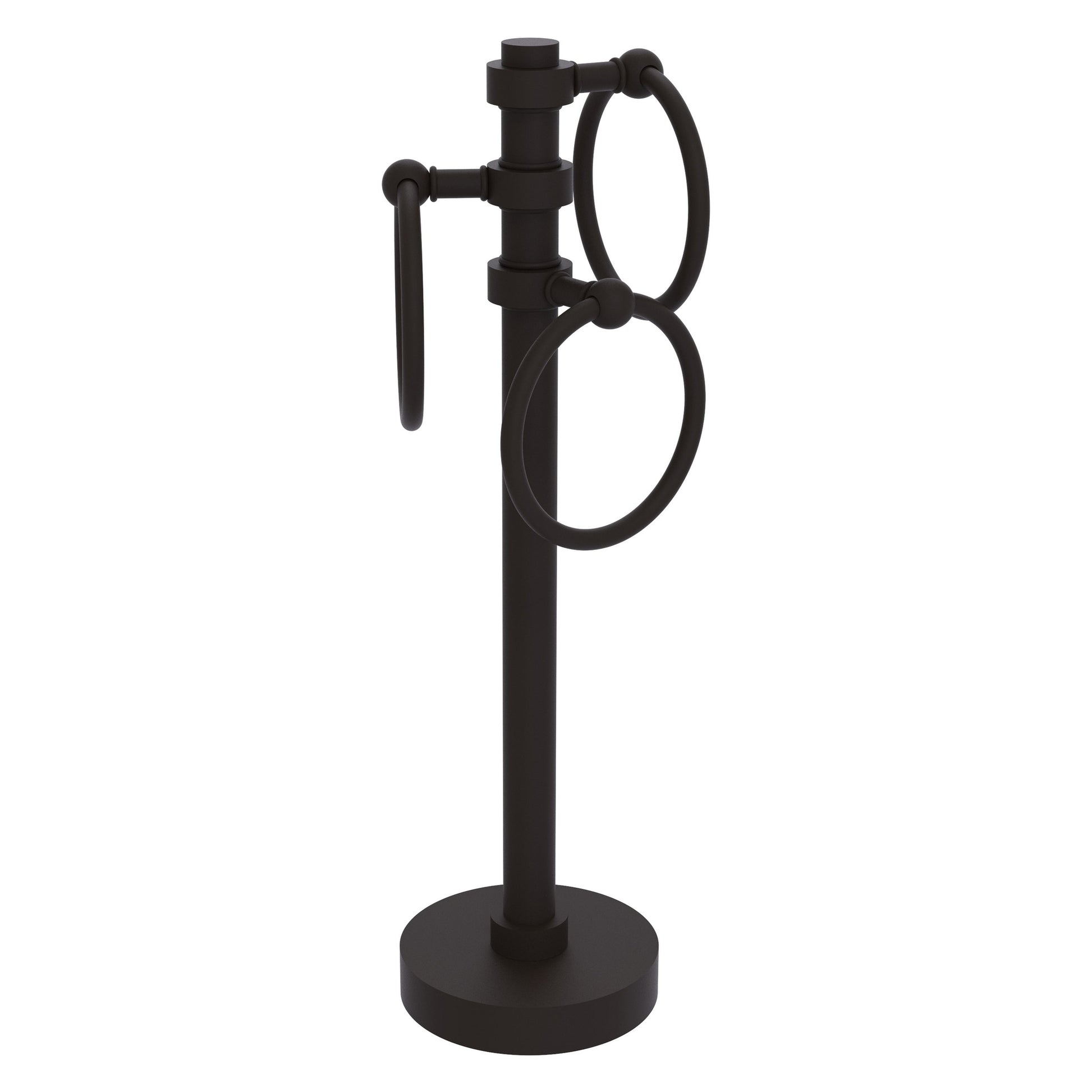 Allied Brass 983 5" x 8" Oil Rubbed Bronze Solid Brass Vanity Top 3-Ring Guest Towel Holder