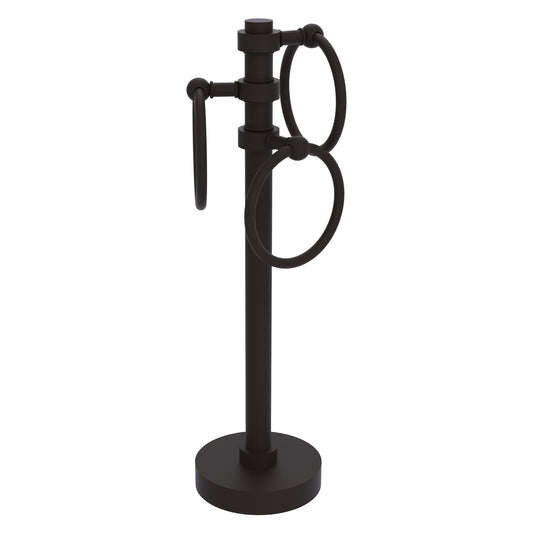 Allied Brass 983 5" x 8" Oil Rubbed Bronze Solid Brass Vanity Top 3-Ring Guest Towel Holder