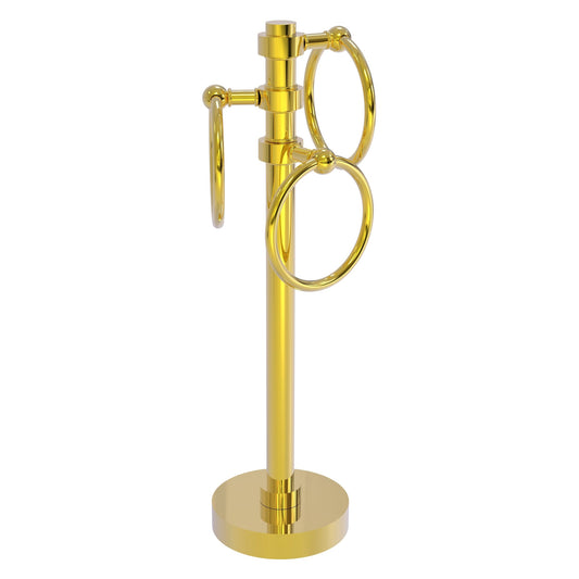 Allied Brass 983 5" x 8" Polished Brass Solid Brass Vanity Top 3-Ring Guest Towel Holder
