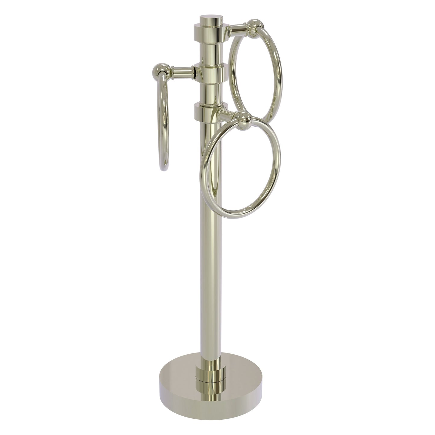 Allied Brass 983 5" x 8" Polished Nickel Solid Brass Vanity Top 3-Ring Guest Towel Holder