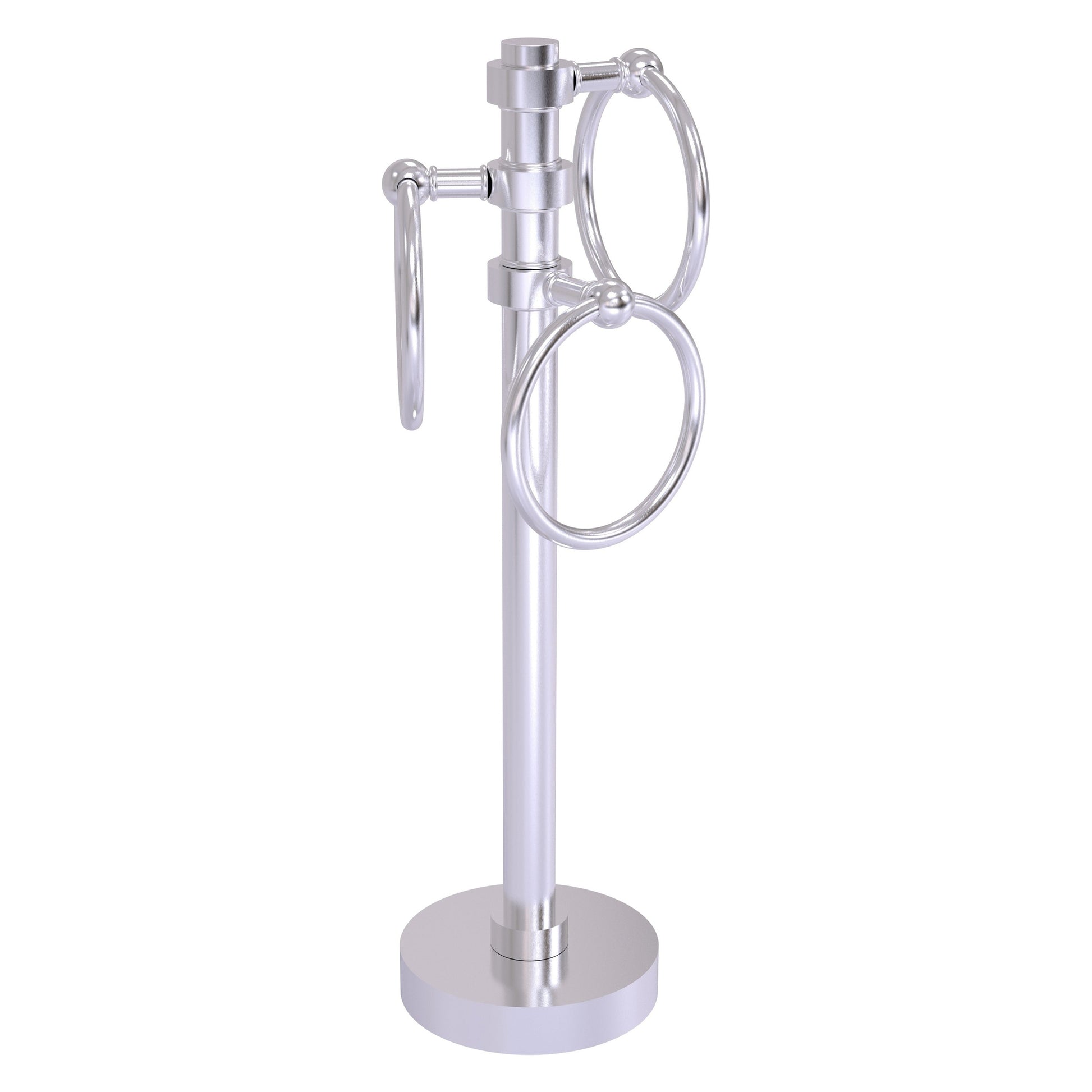Allied Brass 983 5" x 8" Satin Chrome Solid Brass Vanity Top 3-Ring Guest Towel Holder