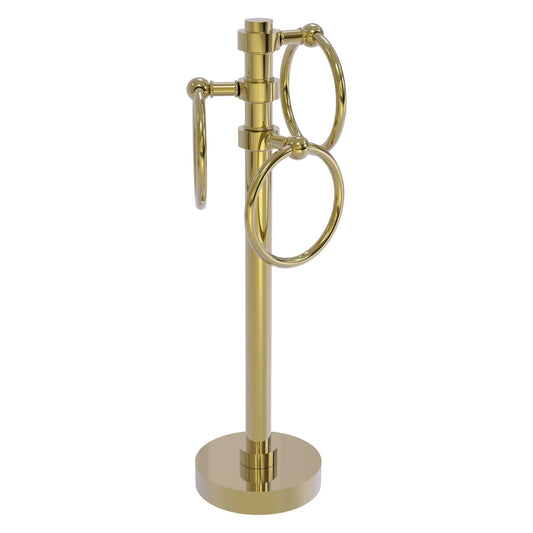 Allied Brass 983 5" x 8" Unlacquered Brass Solid Brass Vanity Top 3-Ring Guest Towel Holder