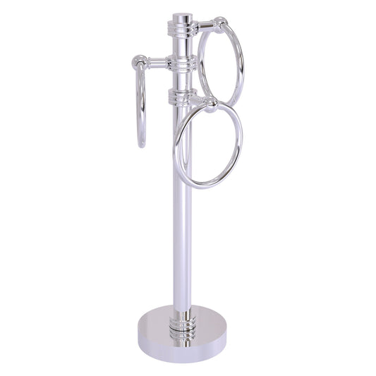 Allied Brass 983D 5" x 8" Polished Chrome Solid Brass Vanity Top 3-Ring Guest Towel Holder With Dotted Accents