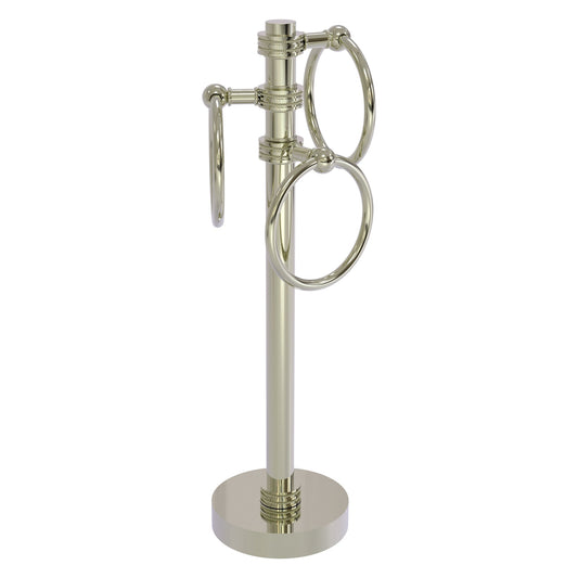 Allied Brass 983D 5" x 8" Polished Nickel Solid Brass Vanity Top 3-Ring Guest Towel Holder With Dotted Accents