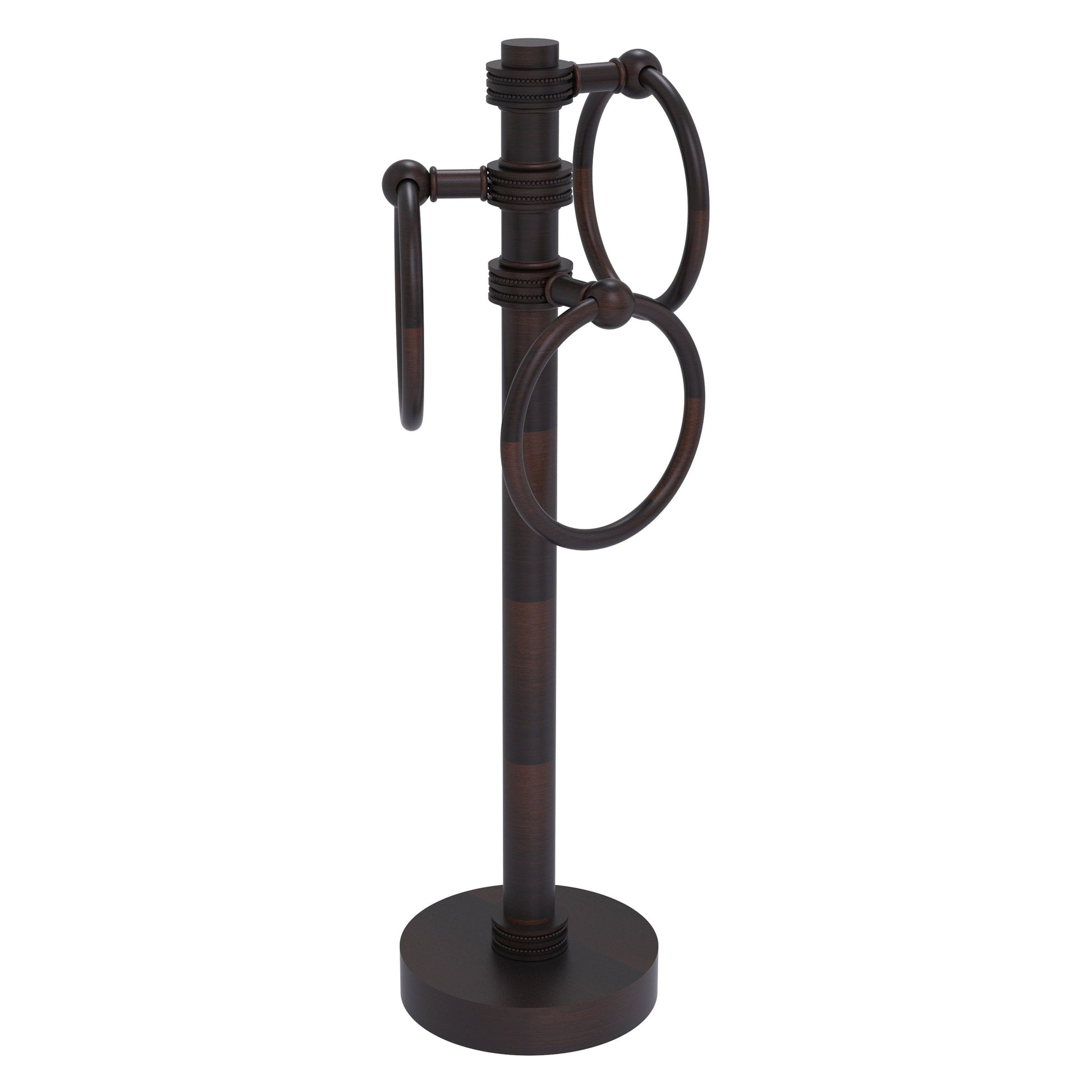 Allied Brass 983D 5" x 8" Venetian Bronze Solid Brass Vanity Top 3-Ring Guest Towel Holder With Dotted Accents