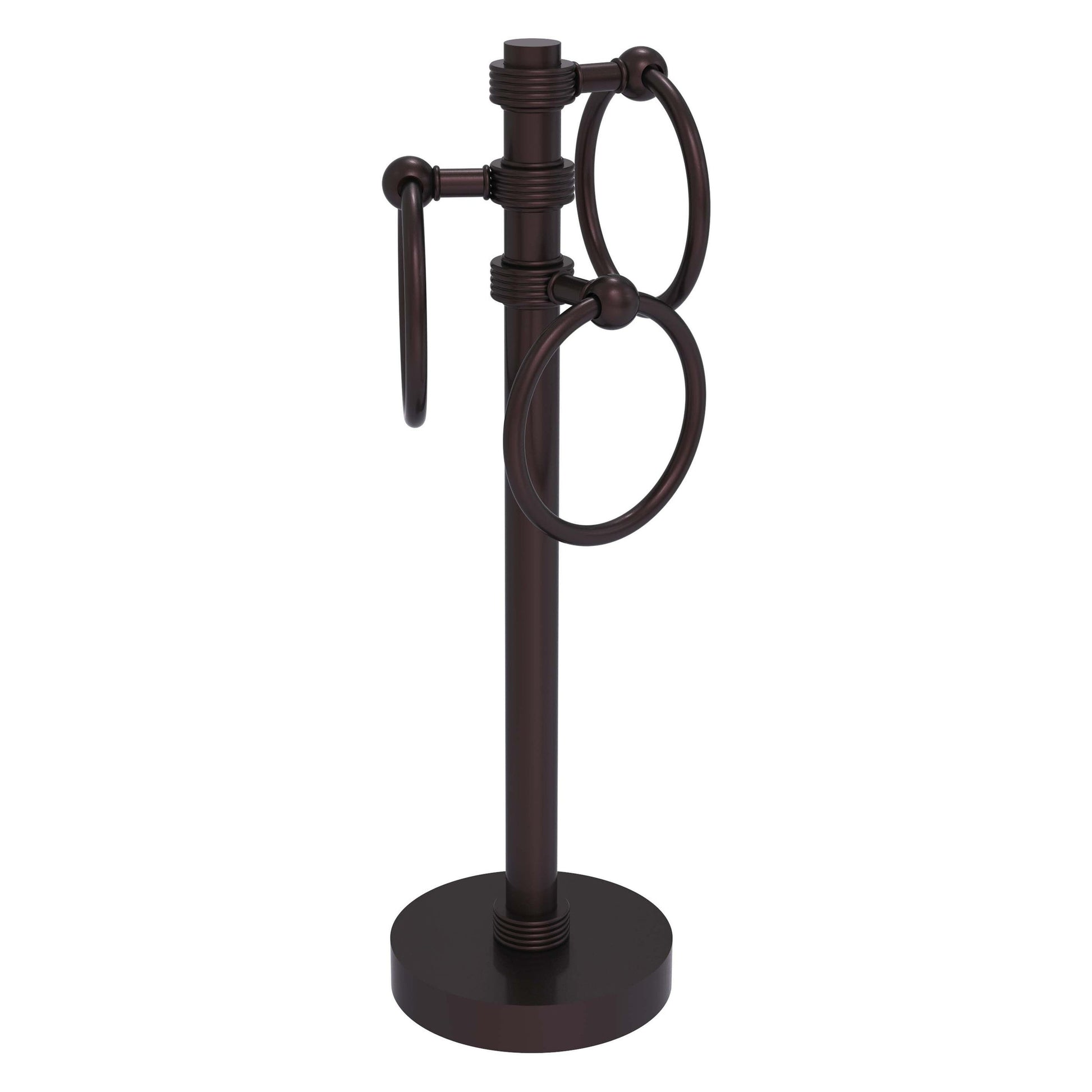 Allied Brass 983G 5" x 8" Antique Bronze Solid Brass Vanity Top 3-Ring Guest Towel Holder With Grooved Accents