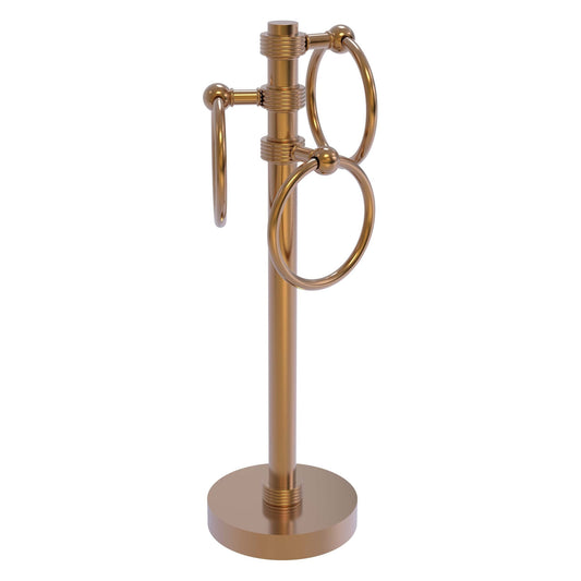 Allied Brass 983G 5" x 8" Brushed Bronze Solid Brass Vanity Top 3-Ring Guest Towel Holder With Grooved Accents