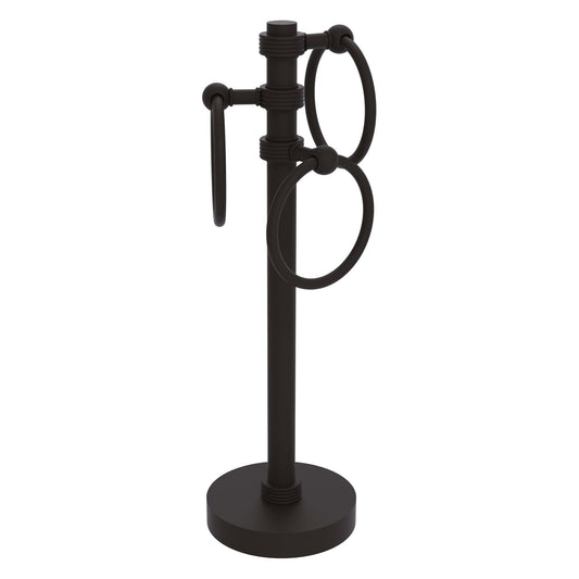 Allied Brass 983G 5" x 8" Oil Rubbed Bronze Solid Brass Vanity Top 3-Ring Guest Towel Holder With Grooved Accents