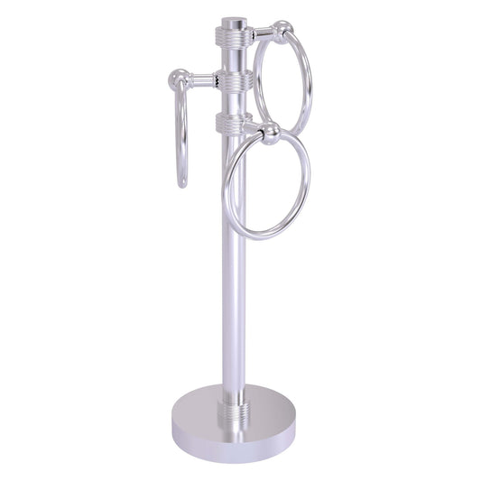 Allied Brass 983G 5" x 8" Satin Chrome Solid Brass Vanity Top 3-Ring Guest Towel Holder With Grooved Accents
