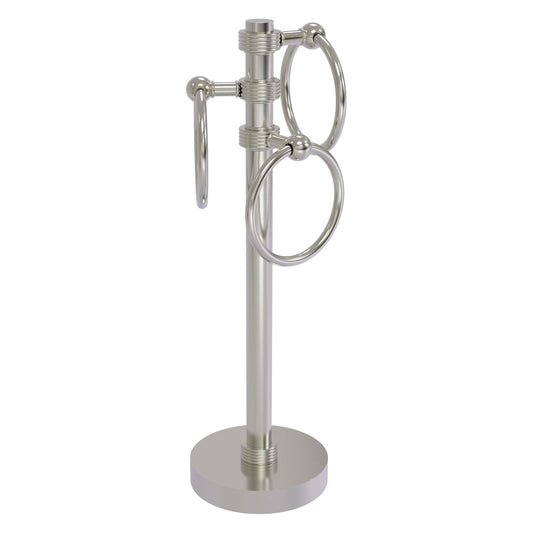 Allied Brass 983G 5" x 8" Satin Nickel Solid Brass Vanity Top 3-Ring Guest Towel Holder With Grooved Accents