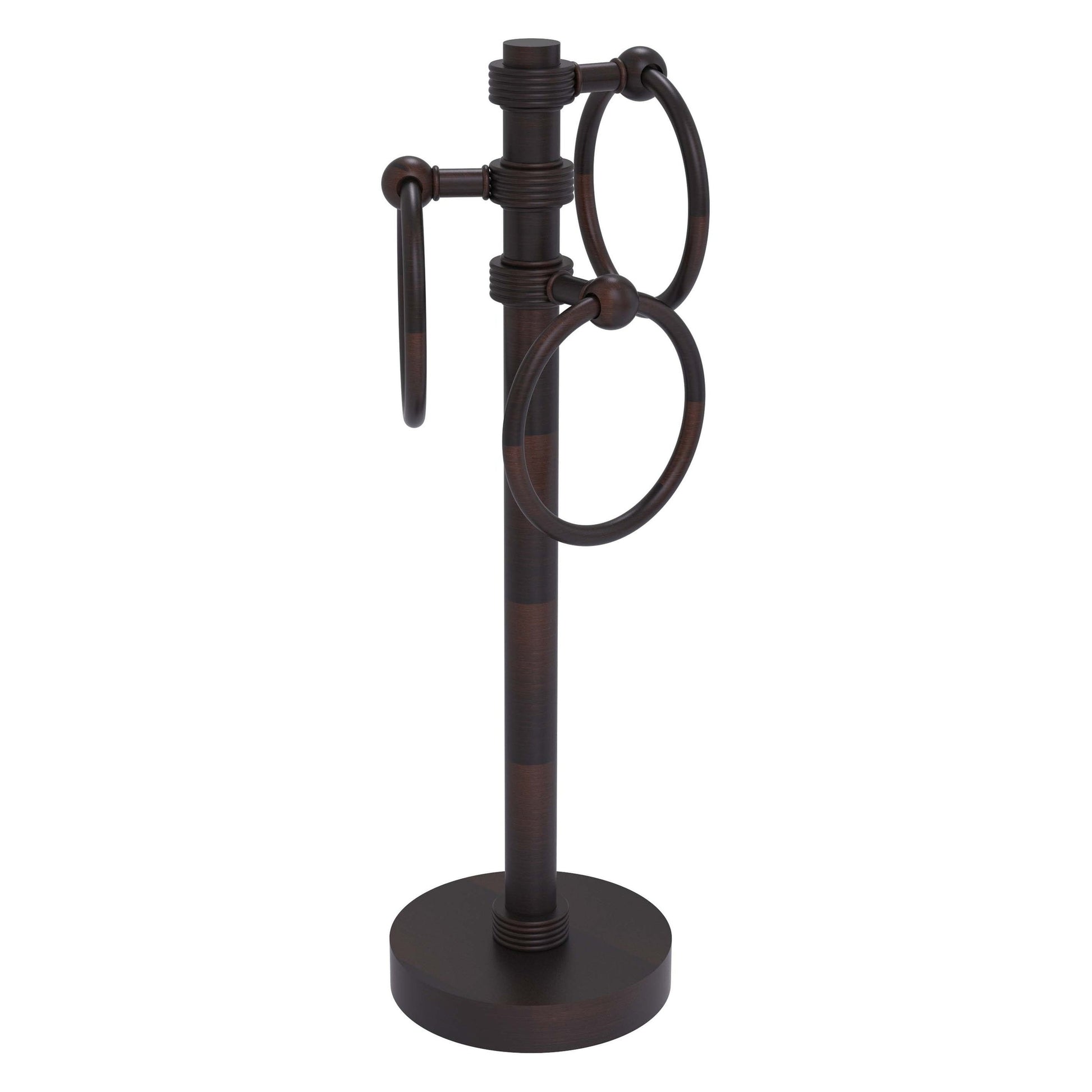 Allied Brass 983G 5" x 8" Venetian Bronze Solid Brass Vanity Top 3-Ring Guest Towel Holder With Grooved Accents