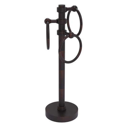 Allied Brass 983G 5" x 8" Venetian Bronze Solid Brass Vanity Top 3-Ring Guest Towel Holder With Grooved Accents