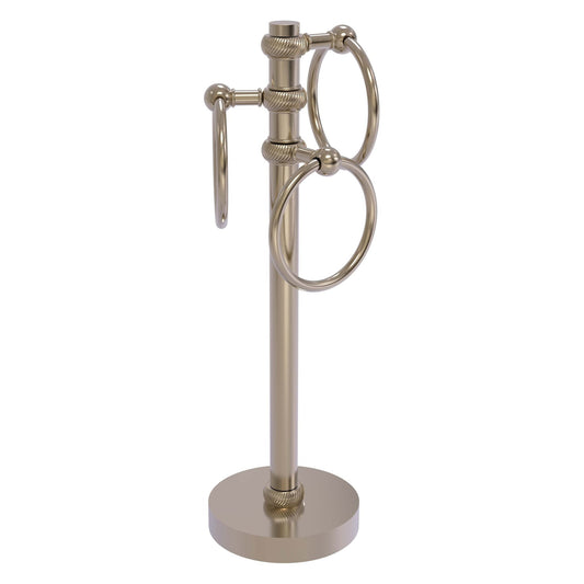 Allied Brass 983T 5" x 8" Antique Pewter Solid Brass Vanity Top 3-Ring Guest Towel Holder With Twisted Accents