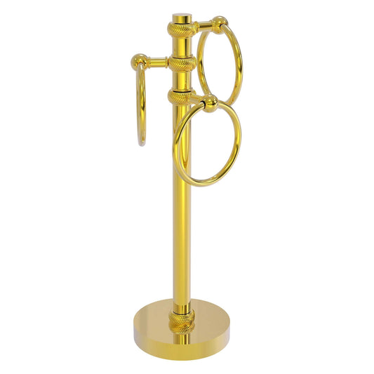 Allied Brass 983T 5" x 8" Polished Brass Solid Brass Vanity Top 3-Ring Guest Towel Holder With Twisted Accents