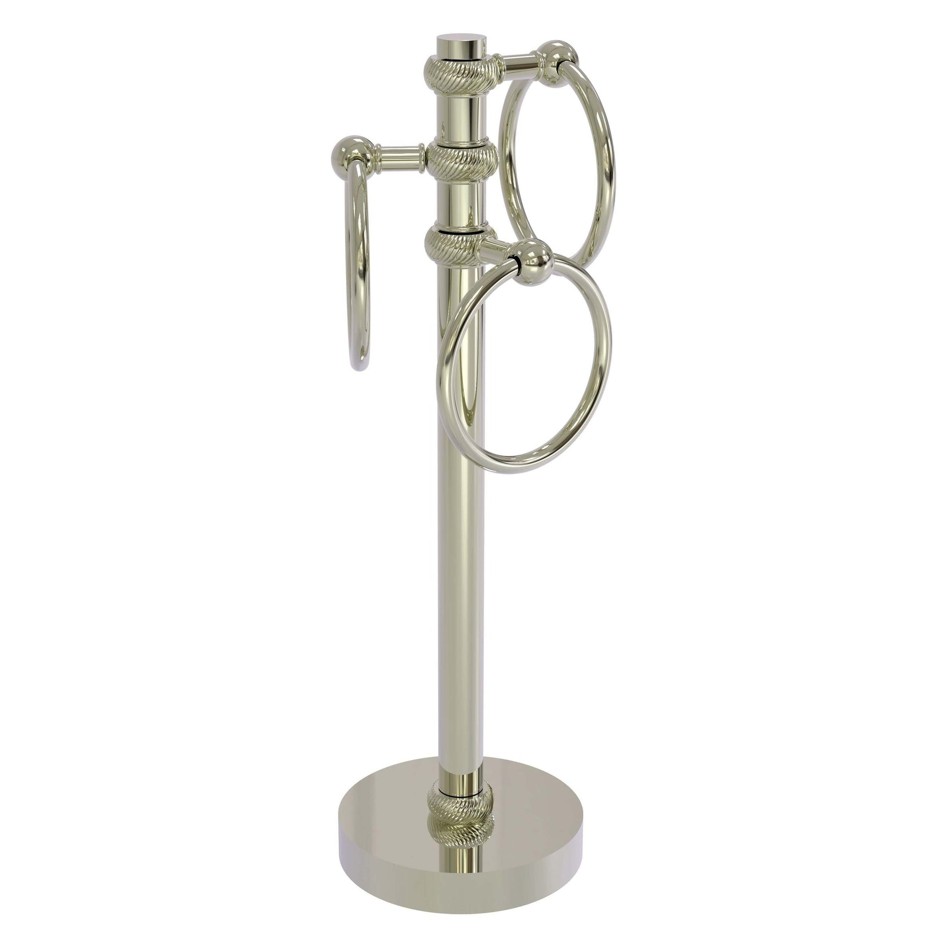 Allied Brass 983T 5" x 8" Polished Nickel Solid Brass Vanity Top 3-Ring Guest Towel Holder With Twisted Accents