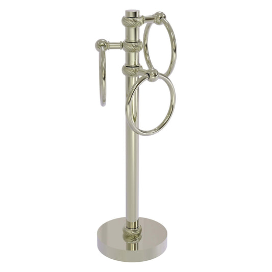 Allied Brass 983T 5" x 8" Polished Nickel Solid Brass Vanity Top 3-Ring Guest Towel Holder With Twisted Accents