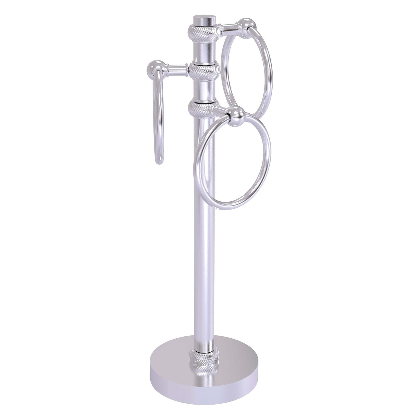 Allied Brass 983T 5" x 8" Satin Chrome Solid Brass Vanity Top 3-Ring Guest Towel Holder With Twisted Accents